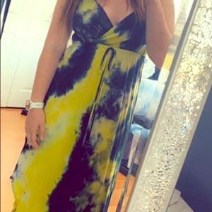 Black and yellow tie dye dress